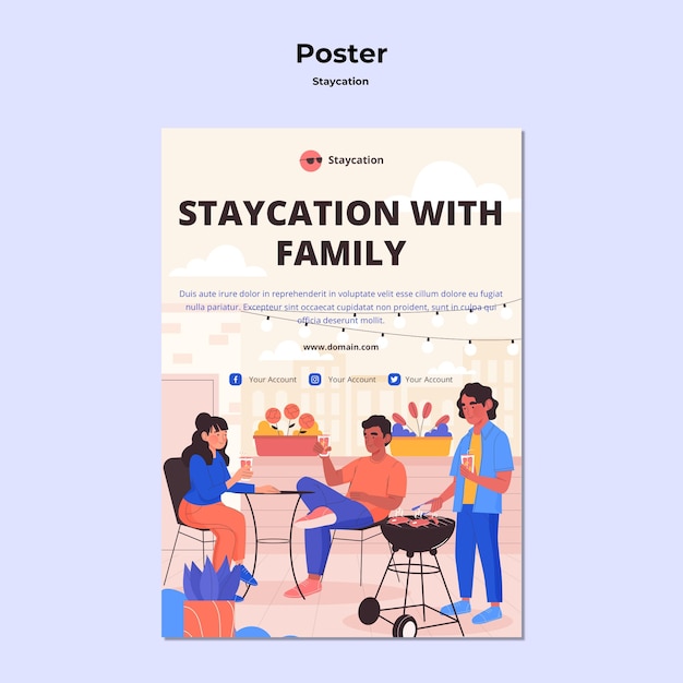 PSD gratuito vacaciones con diseño de póster familiar