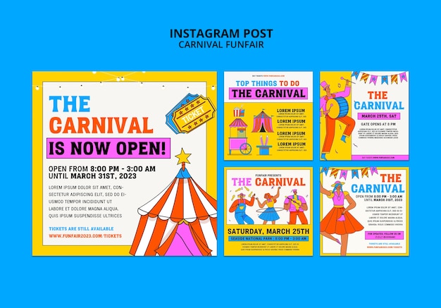 Gratis PSD carnaval entertainment instagram berichten sjabloon
