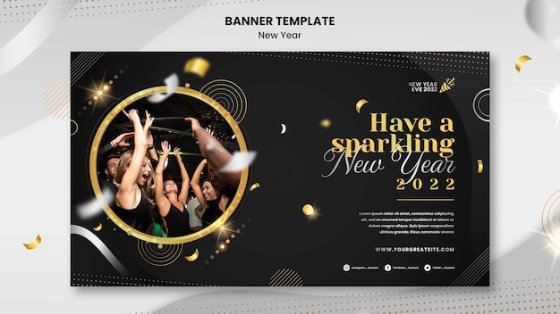 PSD gratuito diseño de plantilla de banner de año nuevo