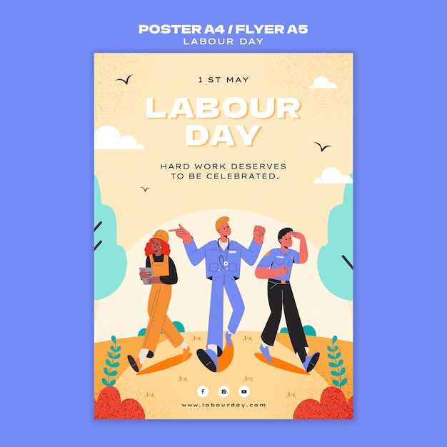 PSD gratuito diseño de plantilla de póster del día del trabajo