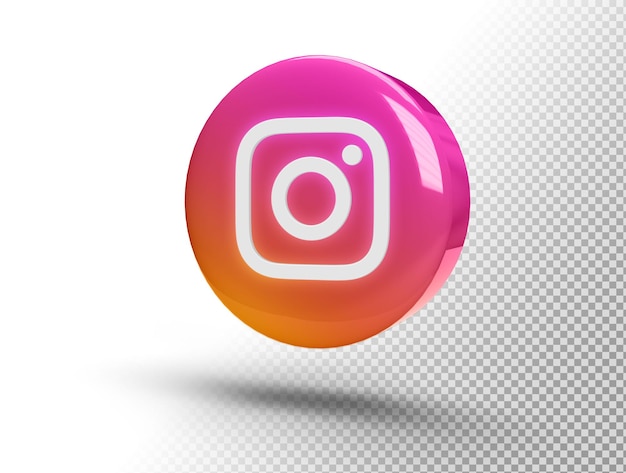 Gratis PSD gloeiend instagram-logo op een realistische 3d-cirkel
