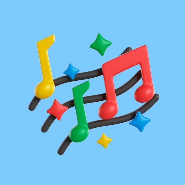 PSD gratuito icono de cumpleaños 3d con notas musicales
