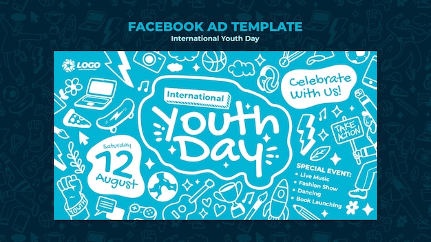 Gratis PSD internationale jeugddag facebook sjabloon