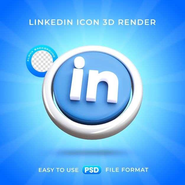 Gratis PSD linkedin logo icon isolated 3d render illustratie