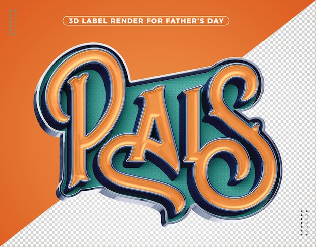 PSD gratuito logotipo 3d realista del día del padre naranja y verde para composiciones