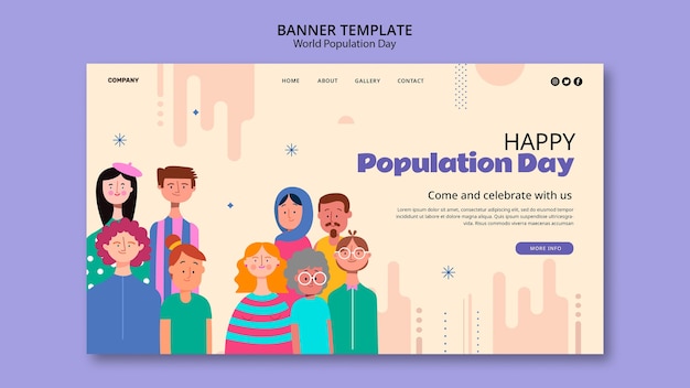 PSD gratuito página de inicio del día mundial de la población de diseño plano