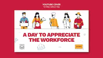 PSD gratuito portada de youtube de celebración del día del trabajo
