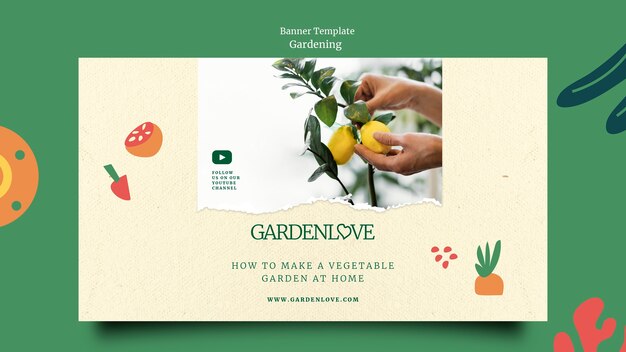 PSD gratuito plantilla de jardinería de diseño plano