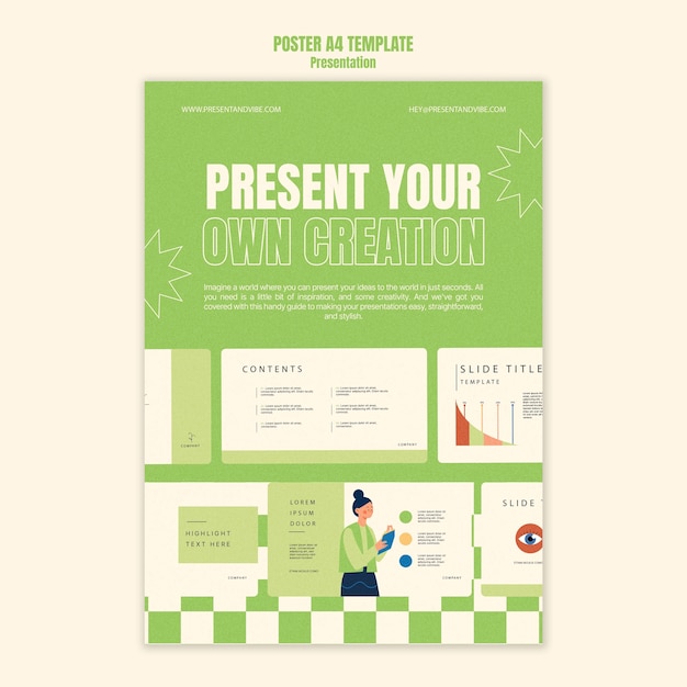 PSD gratuito plantilla de póster de diapositivas de presentación de diseño plano