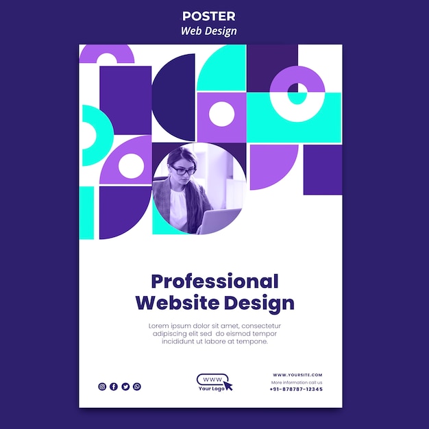 PSD gratuito plantilla de póster de diseño de sitio web profesional