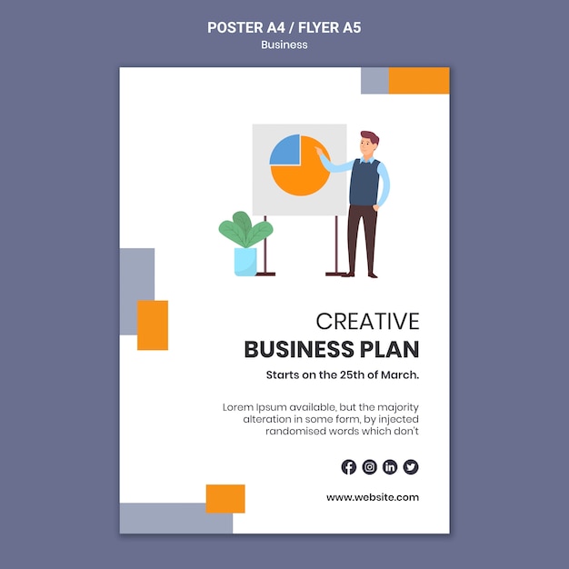 PSD gratuito plantilla de póster para empresa con plan de negocios creativo.