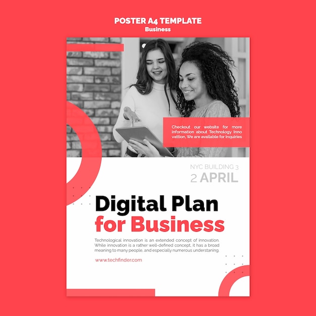 PSD gratuito plantilla de póster de plan de negocios digital