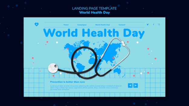 PSD gratuito plantilla de página de destino del día mundial de la salud