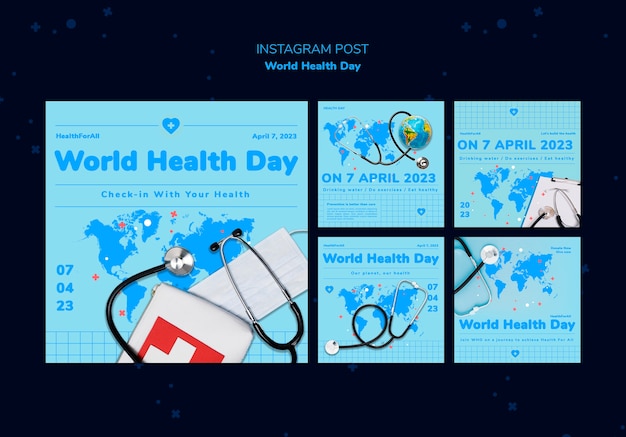 PSD gratuito publicaciones de instagram del día mundial de la salud
