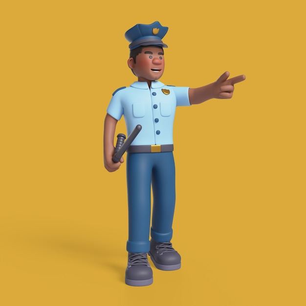 PSD gratuito renderización en 3d del personaje policial