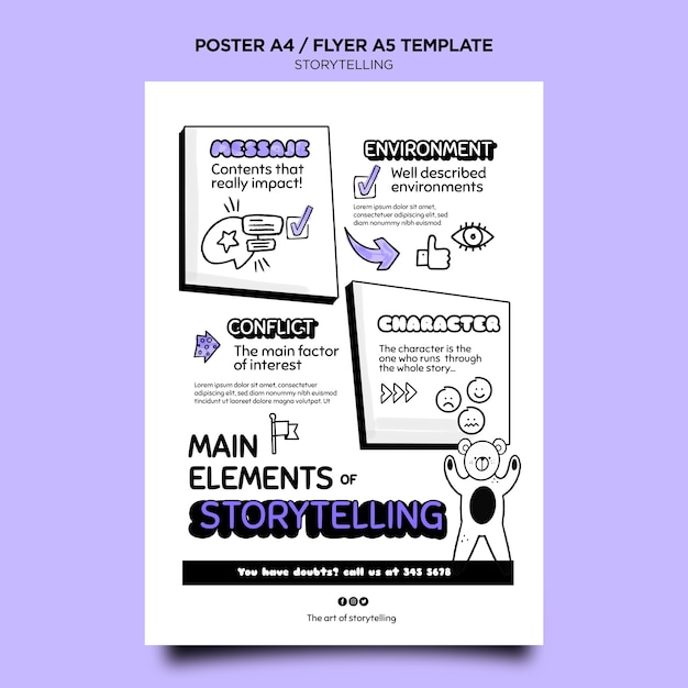 PSD gratuito storytelling para plantilla de impresión de marketing