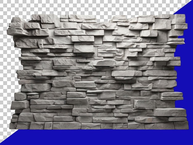 PSD 3d-graue steinmauer auf durchsichtigem hintergrund