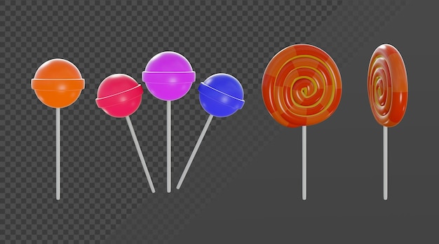 PSD 3d-rendering lollipop candy perspektivansicht