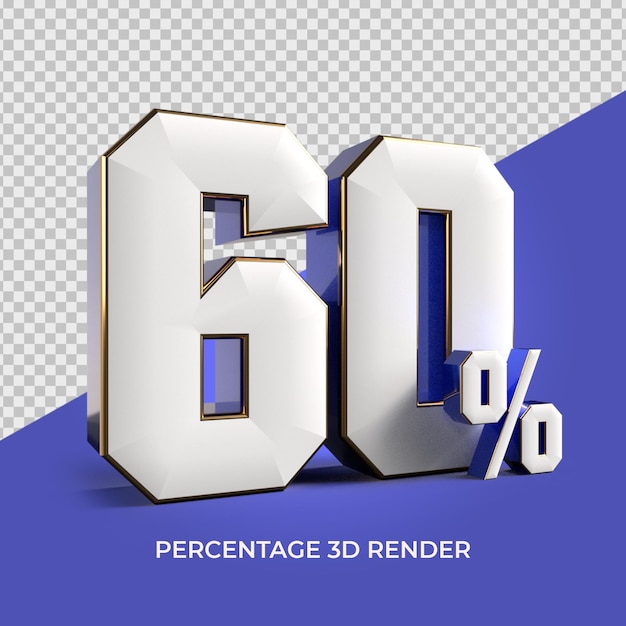 PSD 3d renderização número 60 porcentagem