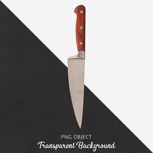 PSD couteau à manche en bois sur fond transparent