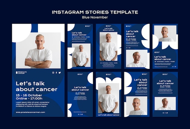 PSD collection d'histoires sur les médias sociaux sur la sensibilisation au cancer de la prostate