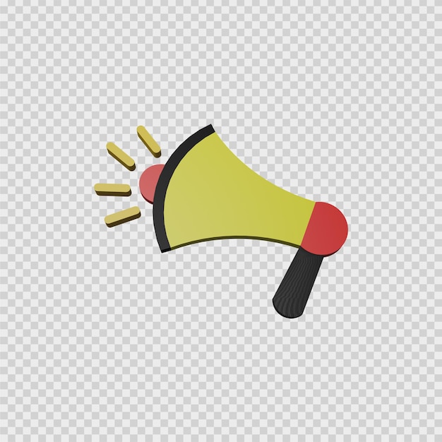 PSD concepto representación 3d del icono del altavoz, en colores amarillo y rojo. apto para uso en promociones y otros.