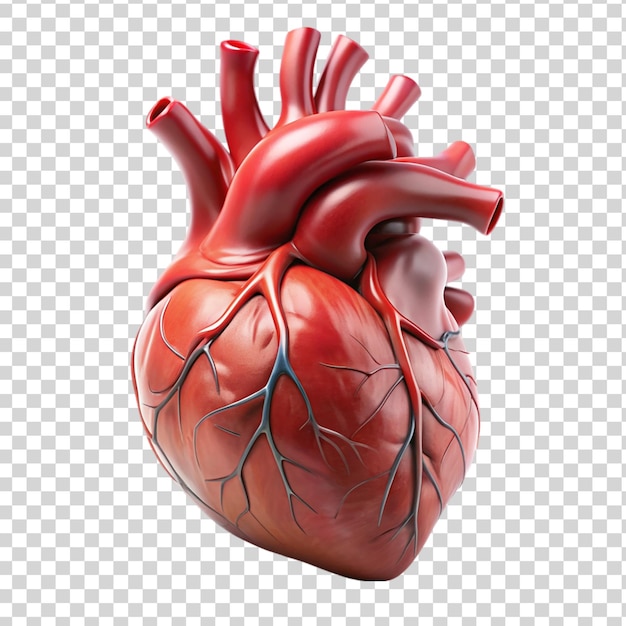 PSD coração humano realista em 3d isolado em fundo transparente