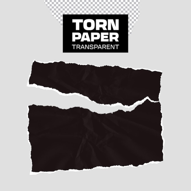 PSD el corte de papel roto transparente negro