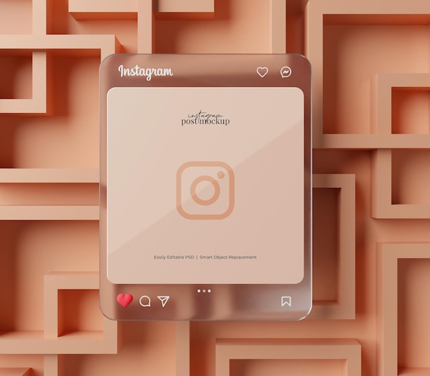 PSD cena renderizada em 3d de maquete de postagem do instagram