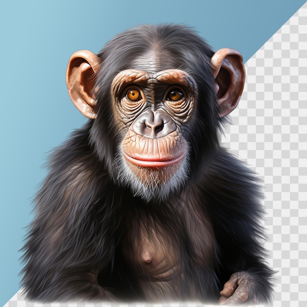 PSD un chimpanzé isolé sur un fond transparent
