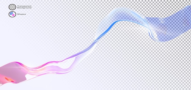 PSD cinta de arco iris de vidrio abstracta con textura de gradiente azul rosado fondo 3d onda de agua líquida holográfica con refracción de la luz cinta curva translúcida con efecto de color iridescente