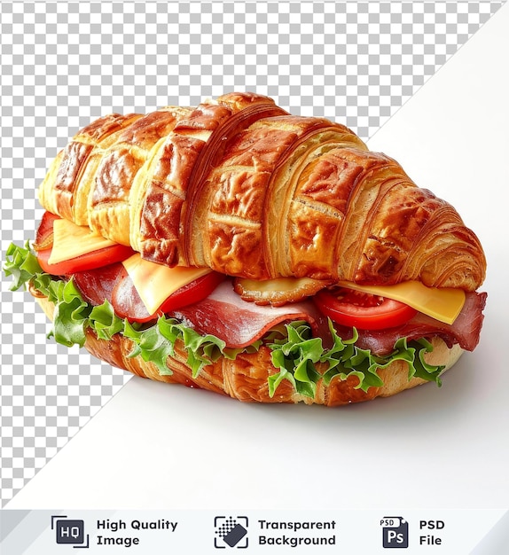 PSD croissant-sandwich auf durchsichtigem hintergrund