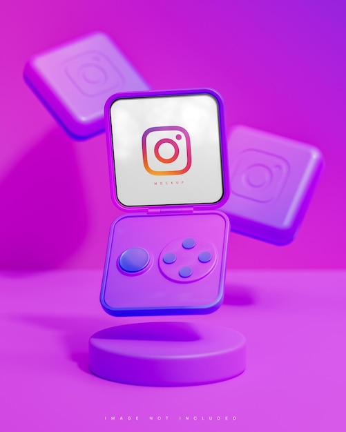 PSD a mídia social da interface do instagram posta a maquete do dispositivo flip inteligente 3d renderização em 3d