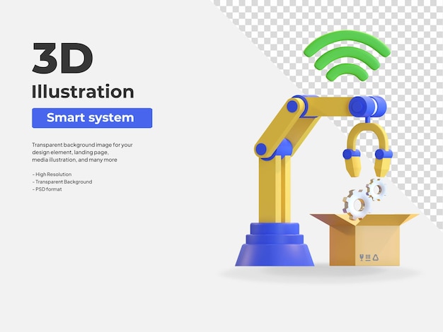 PSD automatisation intelligente fabrication internet de la chose 3d icône illustration