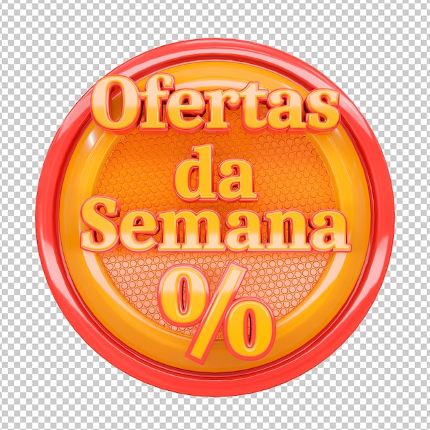 PSD banner ou cartaz de ofertas da semana para campanhas promocionais para lojas e mercados. letras em português brasileiro. renderização em 3d