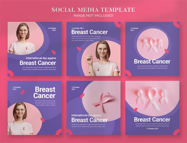 PSD bannière de médias sociaux et modèle de publication instagram du mois de la sensibilisation au cancer du sein