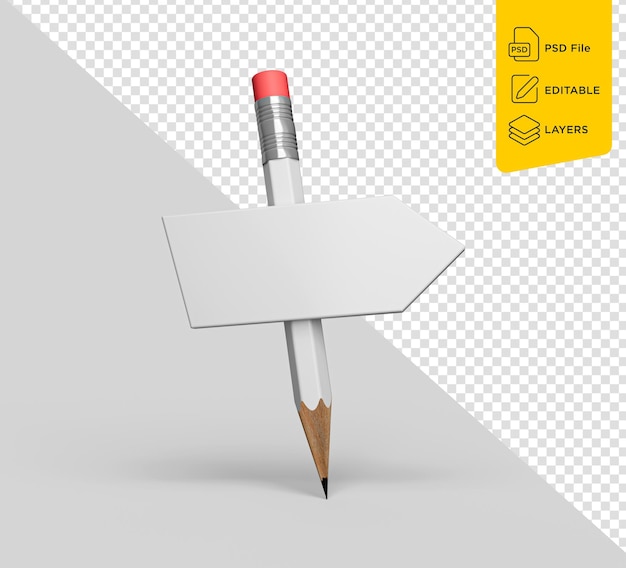 PSD bildungs-infographik-design bleistift und straßenschilder bildungsschilder 3d-illustration