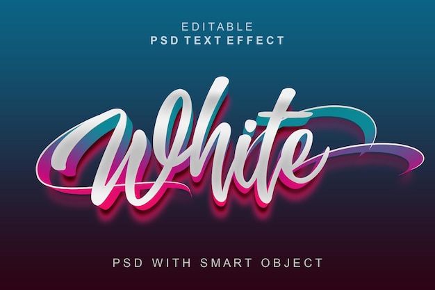 PSD efecto de estilo de texto 3d blanco