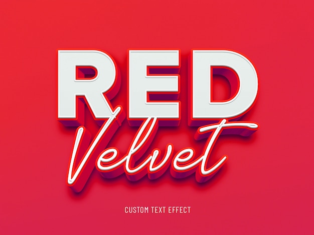 PSD efeito de texto 3d de veludo vermelho