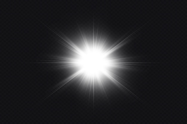 PSD effet de lumière brillante starburst avec des étincelles sur fond transparent