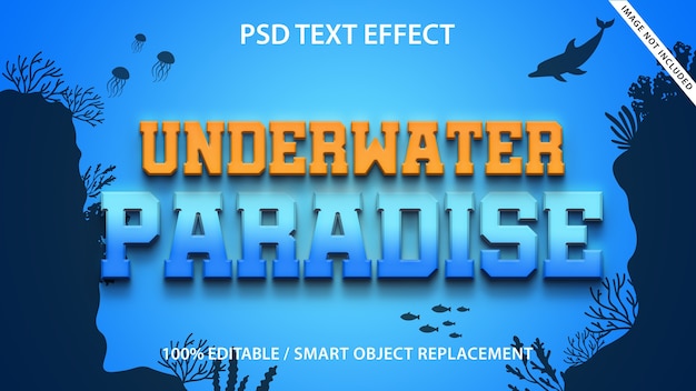 PSD effet de texte modifiable paradis sous-marin