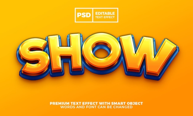 PSD estilo de efeito de texto editável de show de desenhos animados