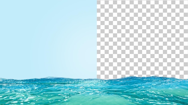 PSD horizonte oceánico textura realista del mar o el océano banner 3d con una superficie marina olas con ondas