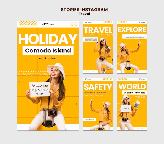 PSD historias de instagram de vacaciones