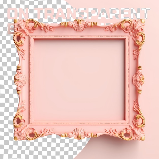 PSD une image encadrée en rose d'un cadre avec des fleurs dorées dessus