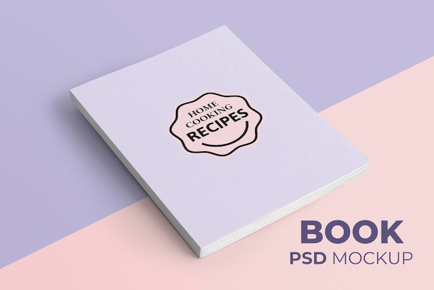 PSD mockup de libro psd en rosa pastel y morado