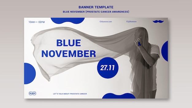 PSD modèle de bannière horizontale de novembre bleu