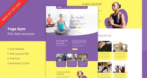 PSD modèle de site web de yoga gym