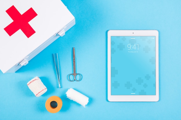 PSD maquette de tablette avec concept médical