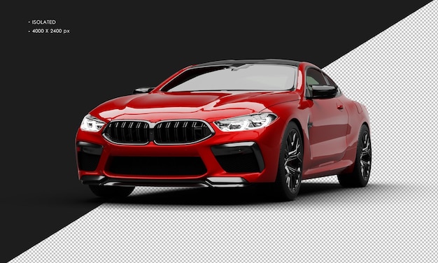 PSD super voiture de sport moderne élégante isolée réaliste métallique rouge vue de l'angle avant gauche